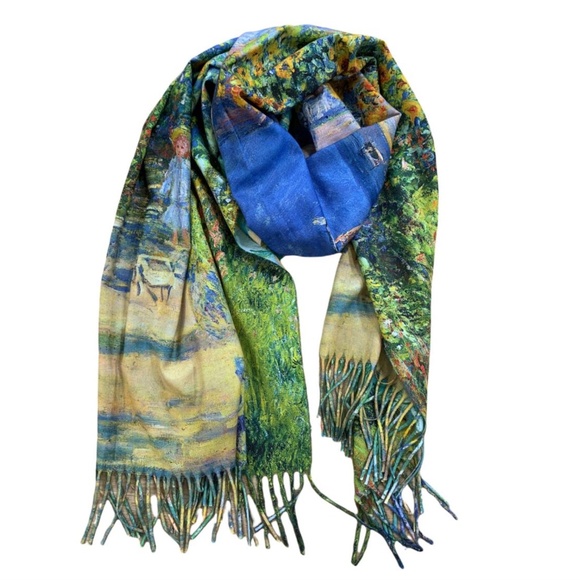 Claude Monet Fine Art Printed Cashmere-like Scarf Shawl Fall Winter - Picture 3 of 17